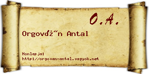 Orgován Antal névjegykártya